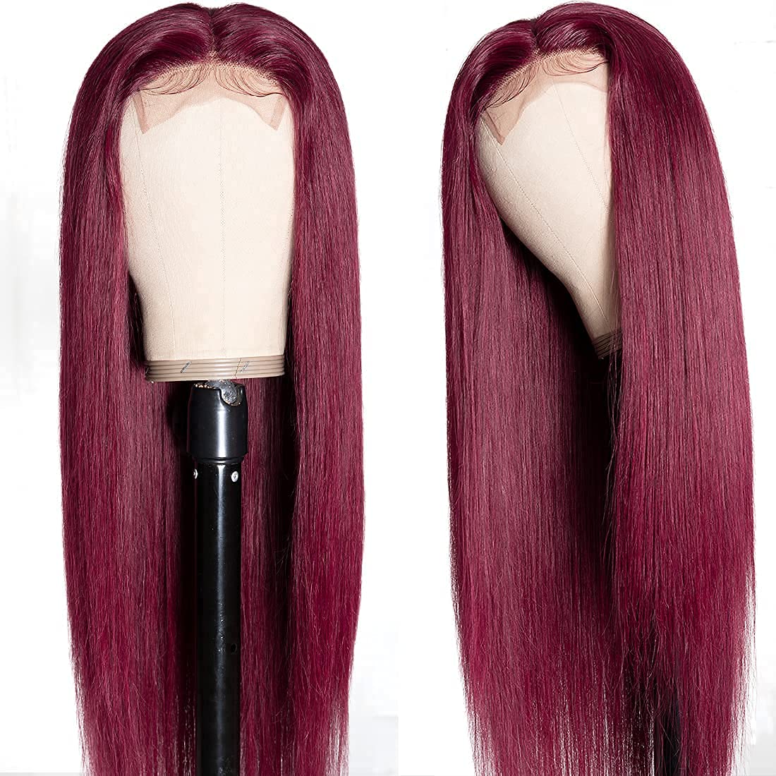 Wiggins Burgundy 16 Inch Human Hair Lace Front Wig - 4x4 Closure, Straight 99J, Pre-Plucked & Glueless for Black Women | Perfect for Daily Wear, Parties & Special Occasions