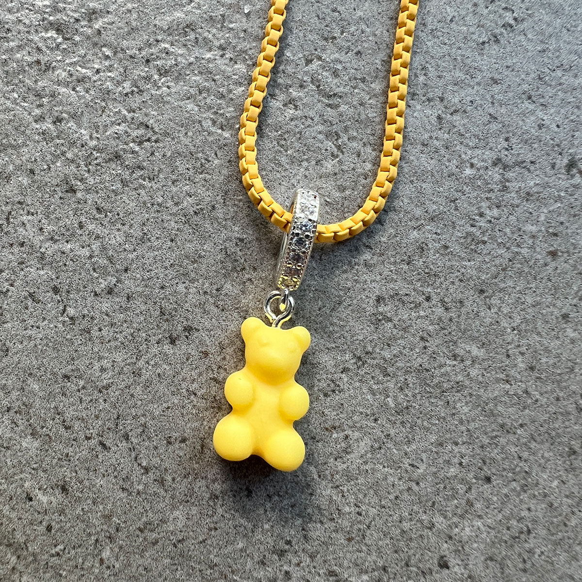 Vintage Matte Bear Pendant Necklace with Pave Silver Connector - Perfect for Casual Wear, Gifts & Special Occasions