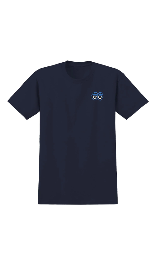 Krooked Strait Eyes Men's Graphic T-Shirt - Navy Blue Cotton Crewneck Tee for Casual Wear & Street Style Outfits