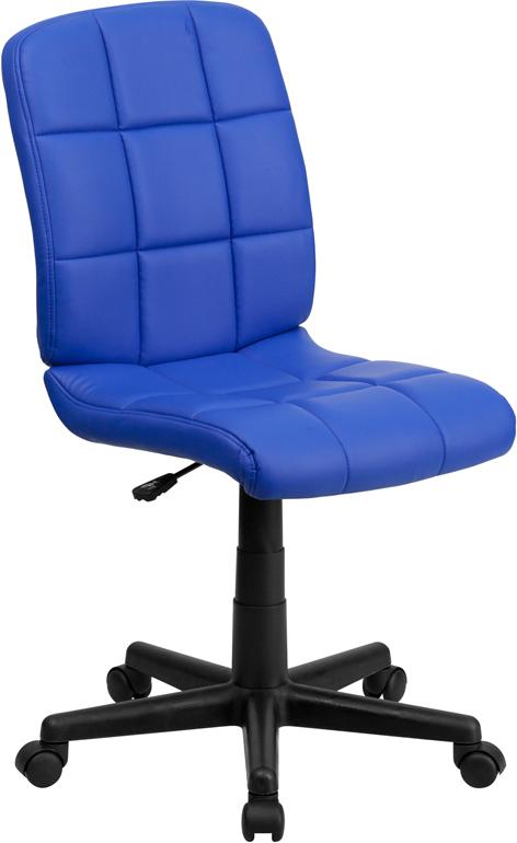 FLASH Clayton Mid Back Black Quilted Vinyl Swivel Task Office Chair with Arms - Ergonomic Desk Chair for Home Office, Computer Workstation & Conference Room