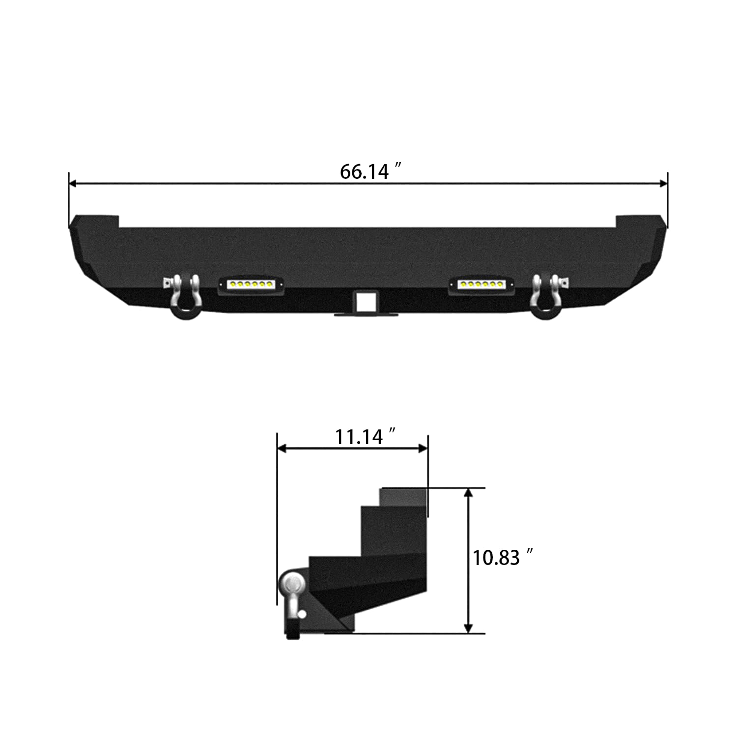 1984-2001 Jeep Cherokee XJ Heavy Duty Steel Rear Bumper with LED Lights & D-Rings - Black Textured Finish | Off-Road Protection & Towing Accessory