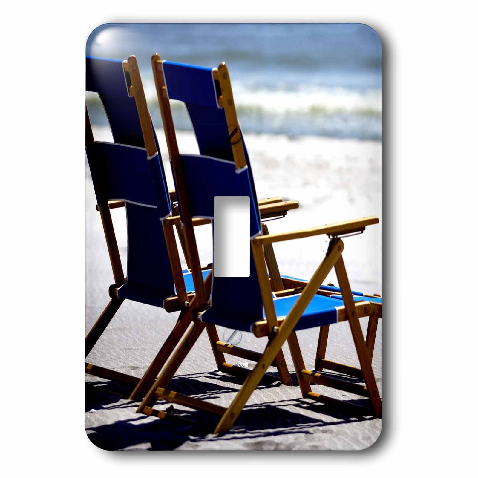 3dRose lsp_91483_1 Beach Chairs and Umbrella Set - Ship Island, Mississippi Coastal Decor - Franklin Viola Single Toggle Switch - Perfect for Beach House, Coastal Living Room, and Vacation Home Decor