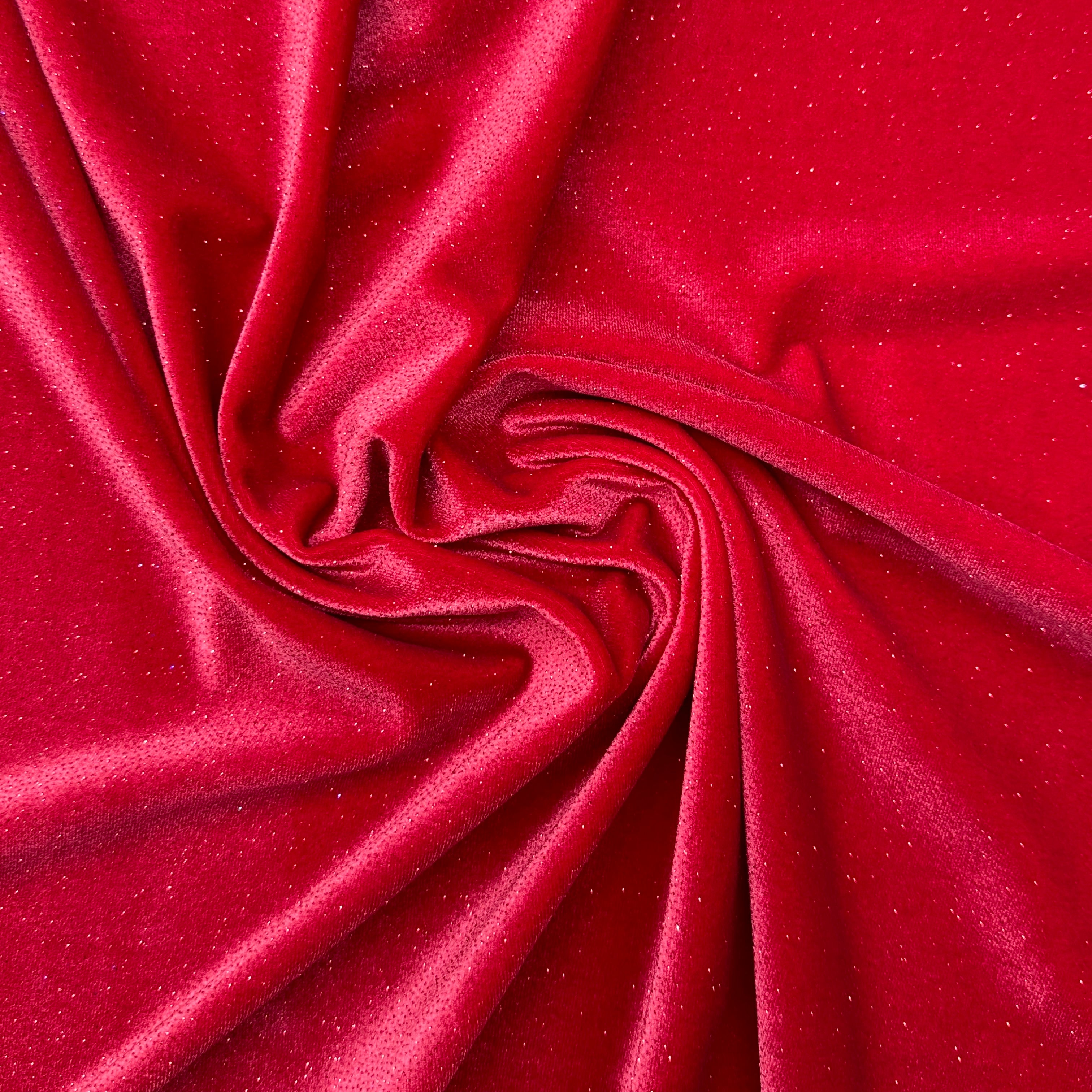 Cosmic Velvet Red - Luxurious Soft Velvet Fabric for Dresses, Curtains & Home Decor - Perfect for Elegant Evening Wear & Stylish Interior Design