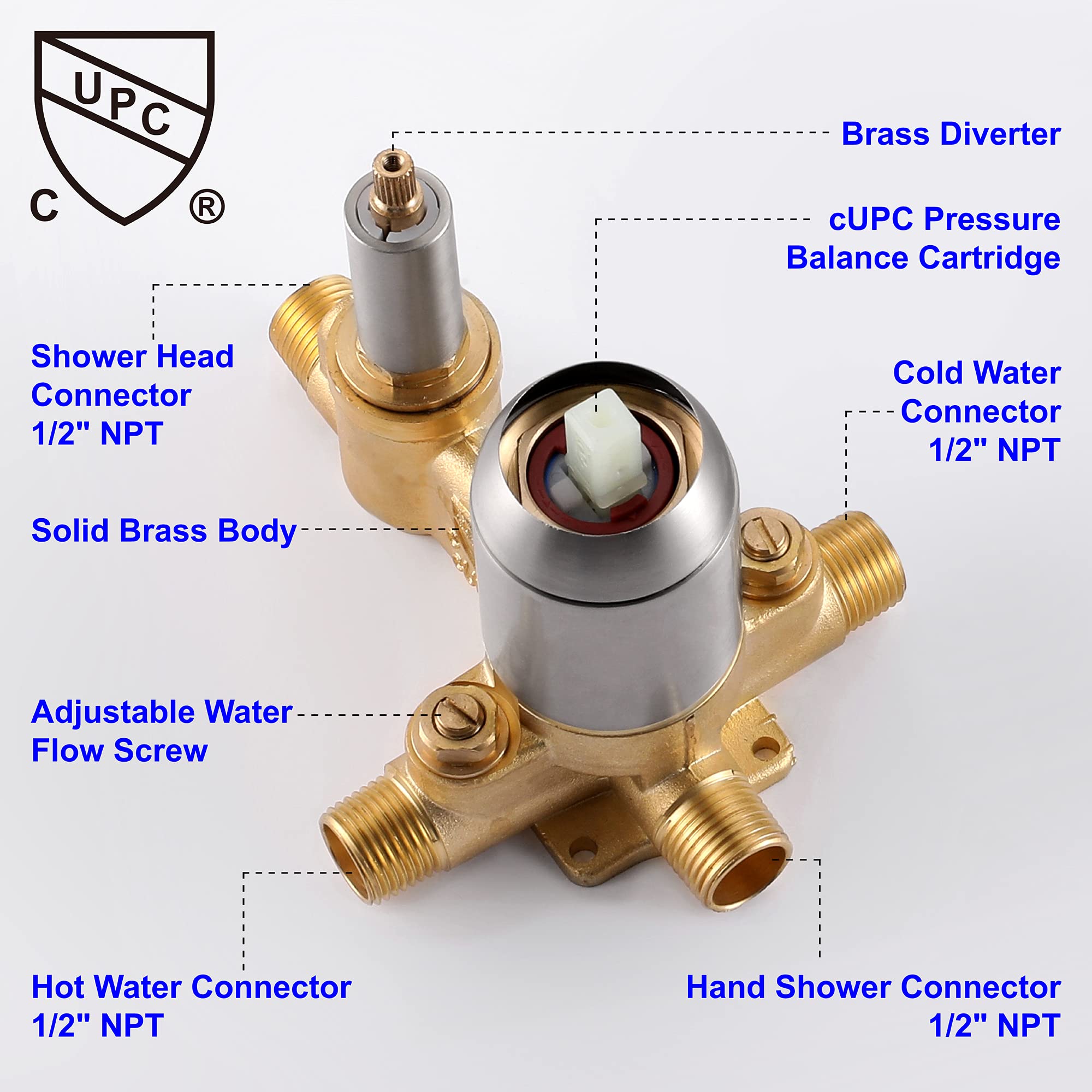 SHAMANDA Modern Waterfall Wall Mounted Bathtub Faucet with Hand Shower - Single Handle Brass Tub Shower Faucet Set (Includes Rough-In Valve Body & Trim) in Brushed Nickel Finish - Perfect for Spa-Like Bathroom Renovations and Luxury Home Upgrades