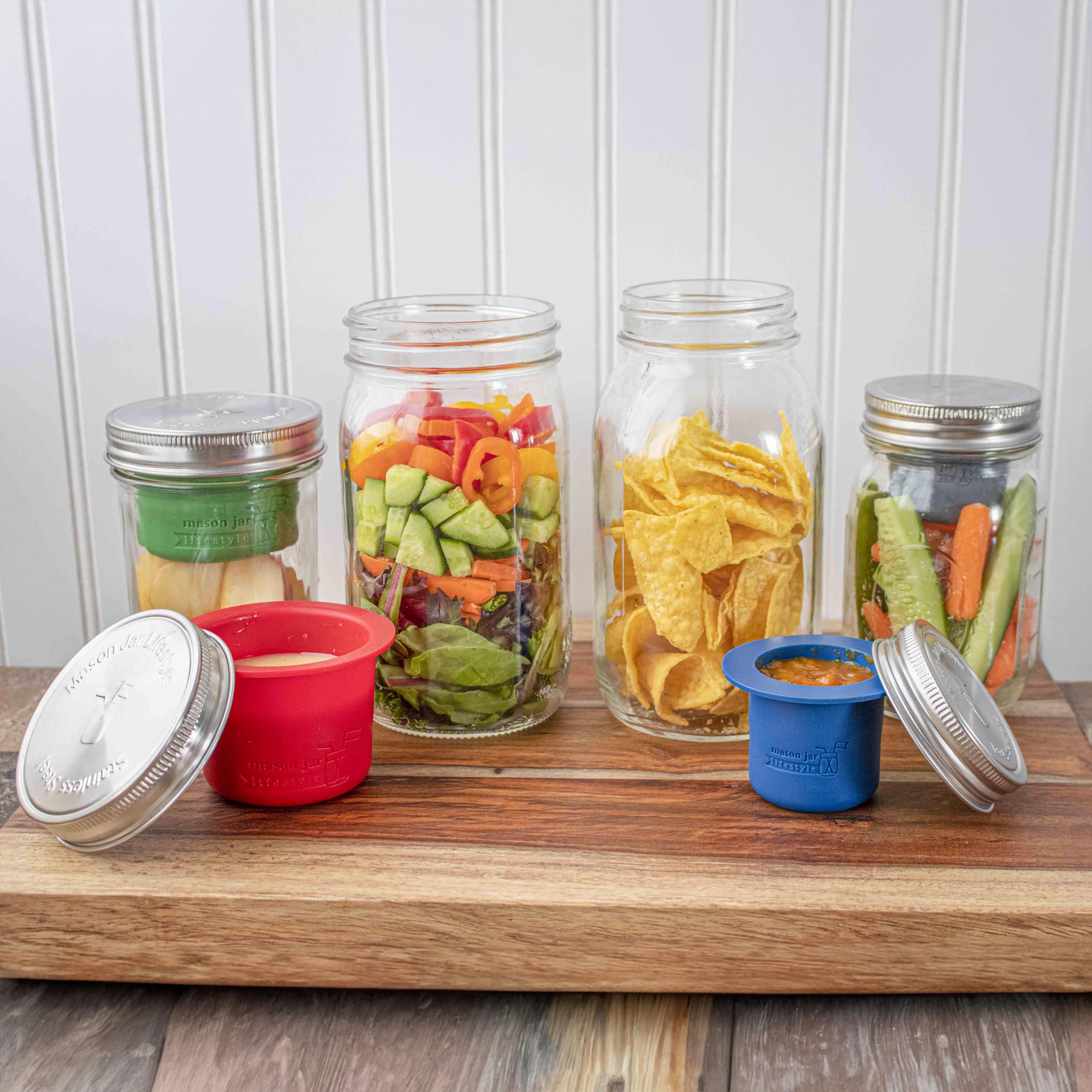 Eco-Friendly Mason Jar Lifestyle Divider Cup - BPA-Free Plastic Free Bento Lunch Container for Salads, Dips & Snacks (Ultra Violet, Wide Mouth) | Perfect for Meal Prep, Picnics & Office Lunches