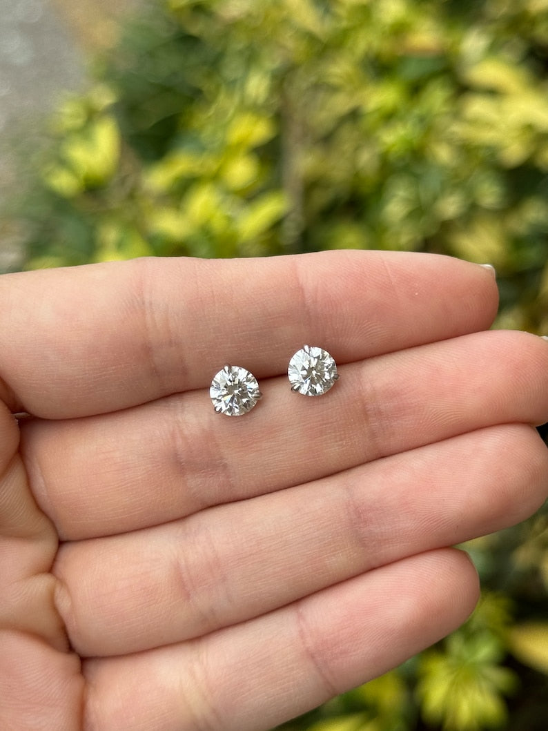2.0tcw 14K Gold Round Cut Lab Grown Diamond Stud Earrings - High Quality Brilliant Studs for Women, Perfect for Weddings, Anniversaries & Everyday Elegance