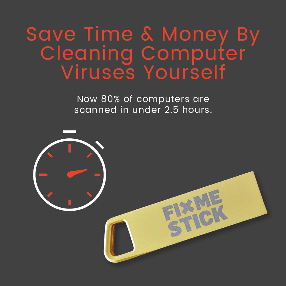 FixMeStick Gold USB Virus Removal Tool for Windows PCs - Unlimited Scans on 5 Devices for 2 Years | Compatible with Antivirus Software | Perfect for Home, Office & Remote Work Computer Protection