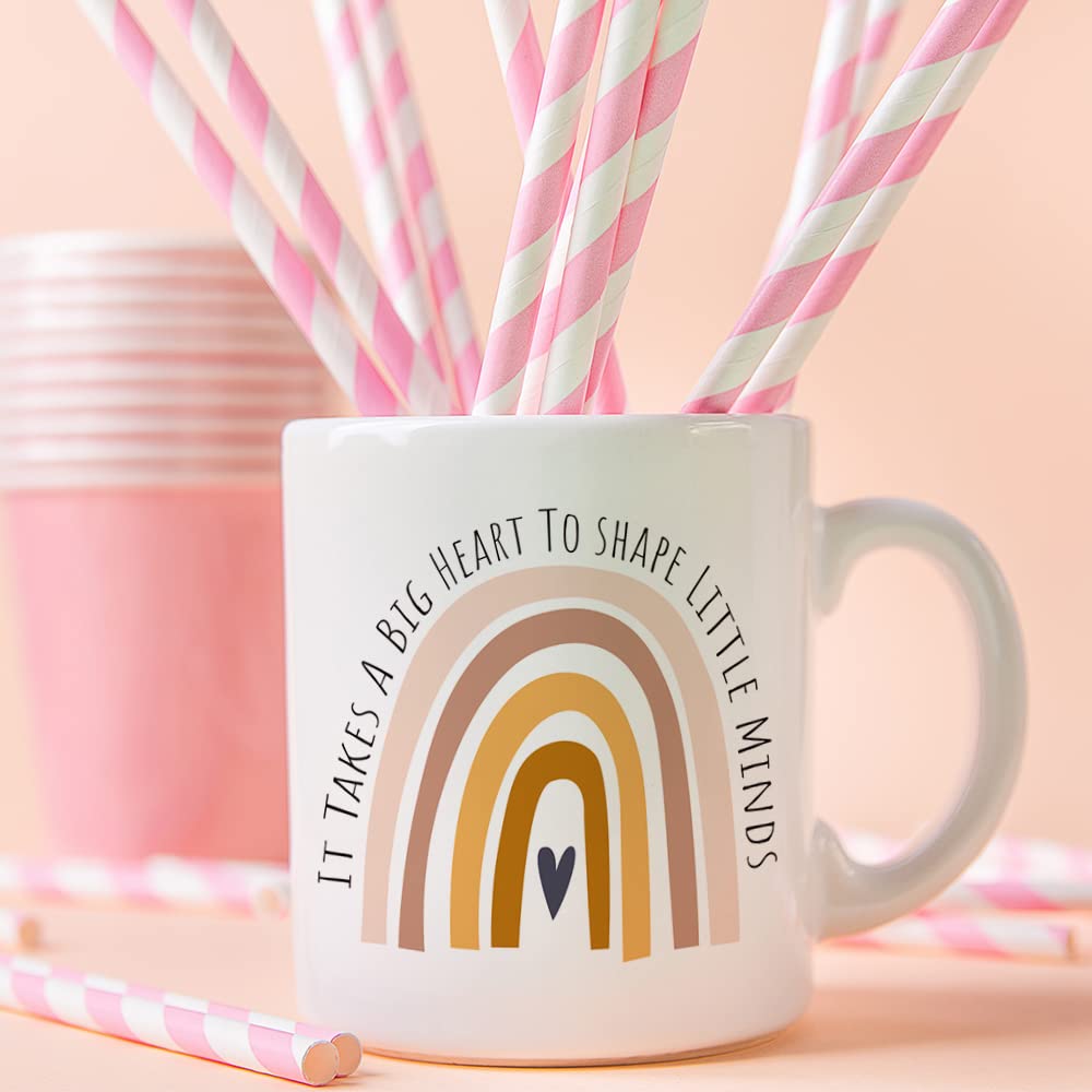 Fatbaby Teacher Appreciation Coffee Mug - 'It Takes A Big Heart To Shape Little Minds' Inspirational 11oz Tea Cup - Perfect Teacher's Day Gift, End of Year Present & Classroom Appreciation - Great for Coffee, Tea or Hot Chocolate