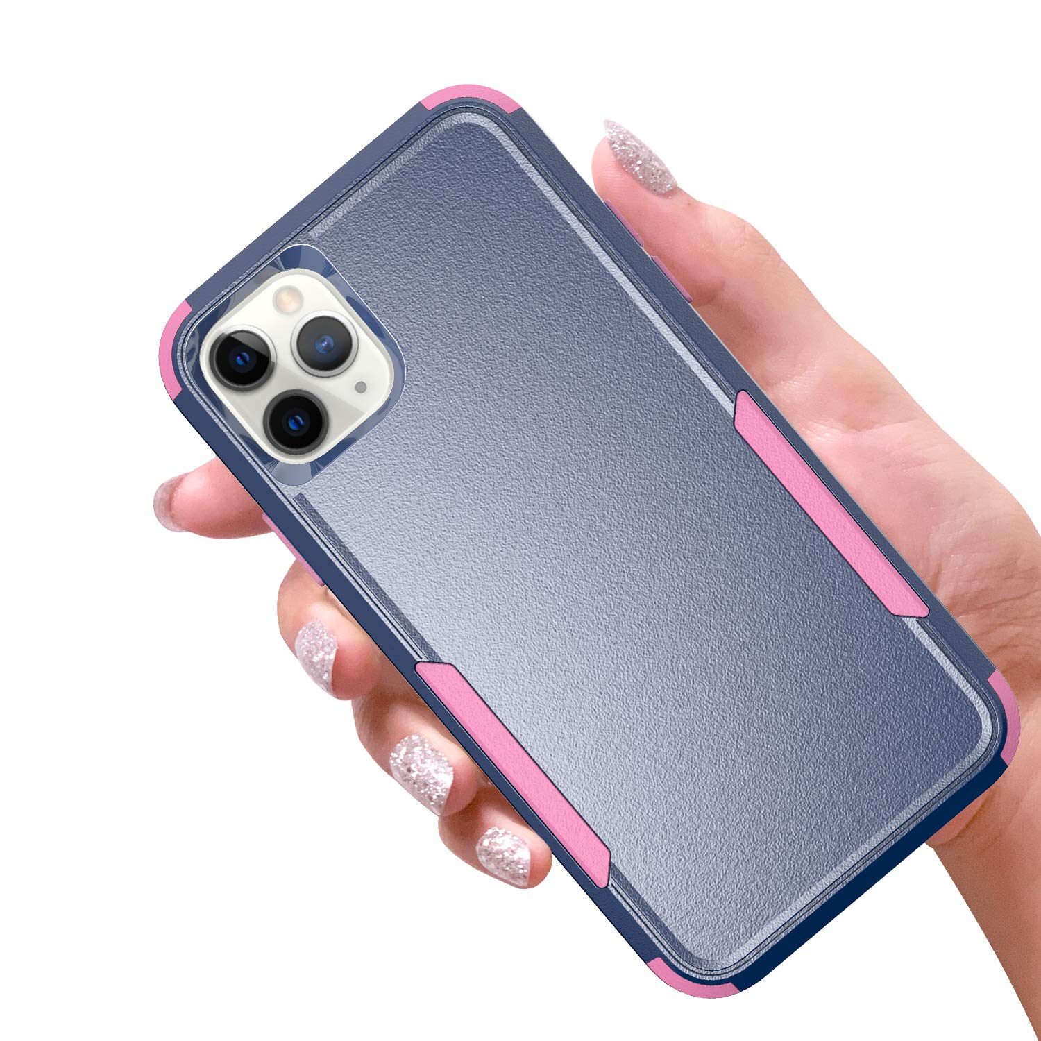 Shockproof Heavy Duty Armor Case for iPhone 12 Pro Max - 3 Layer Protective Rugged Cover with Cute Blue & Pink Design | Perfect for Outdoor Activities, Work & Travel Protection