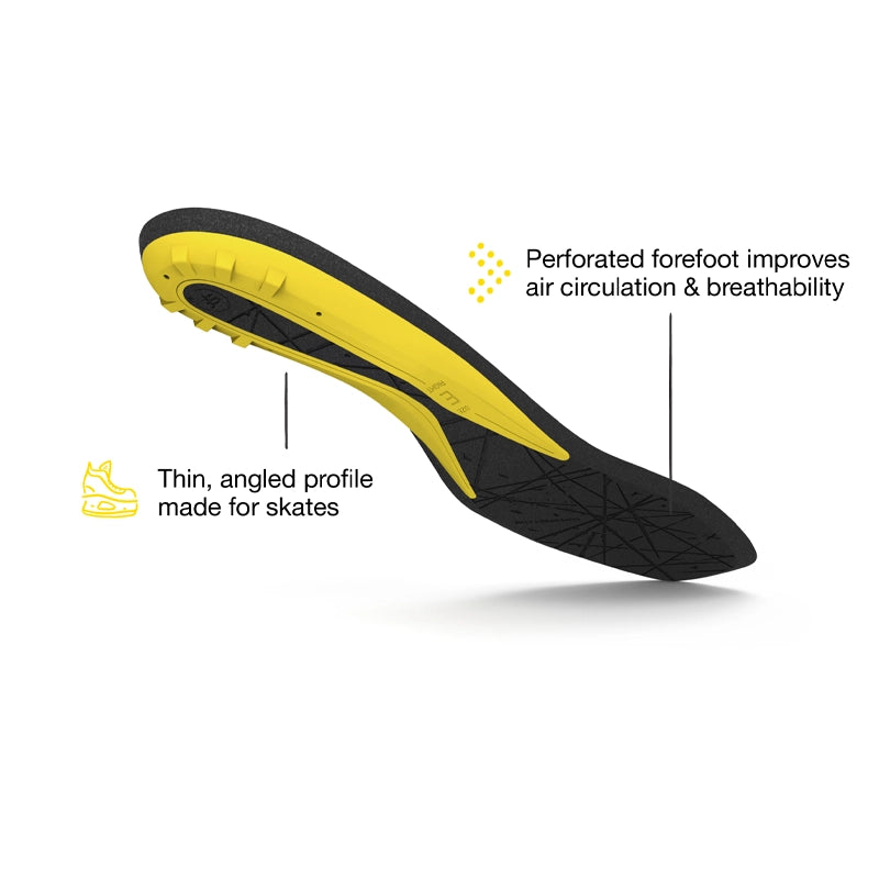 Superfeet Hockey Cushion Insole - Premium Arch Support for Hockey Skates - Reduce Foot Fatigue & Improve Performance on Ice