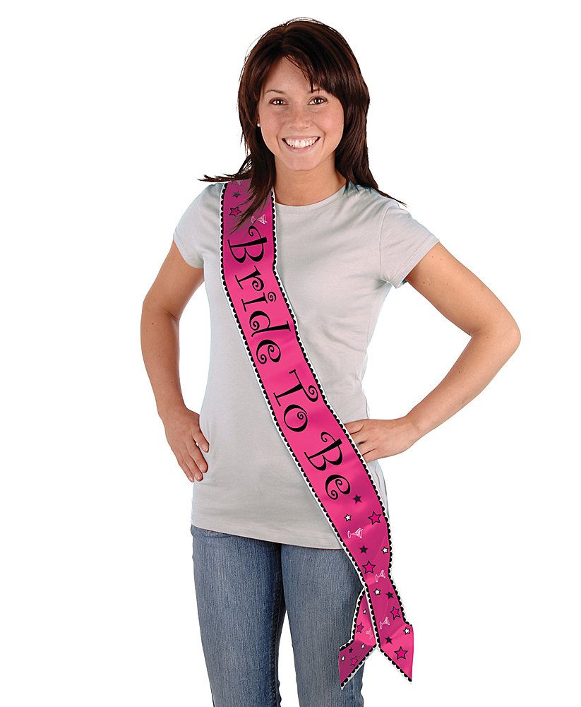 Bride to Be Hot Pink Funky Satin Party Sash - Perfect for Bachelorette Parties, Bridal Showers & Wedding Celebrations