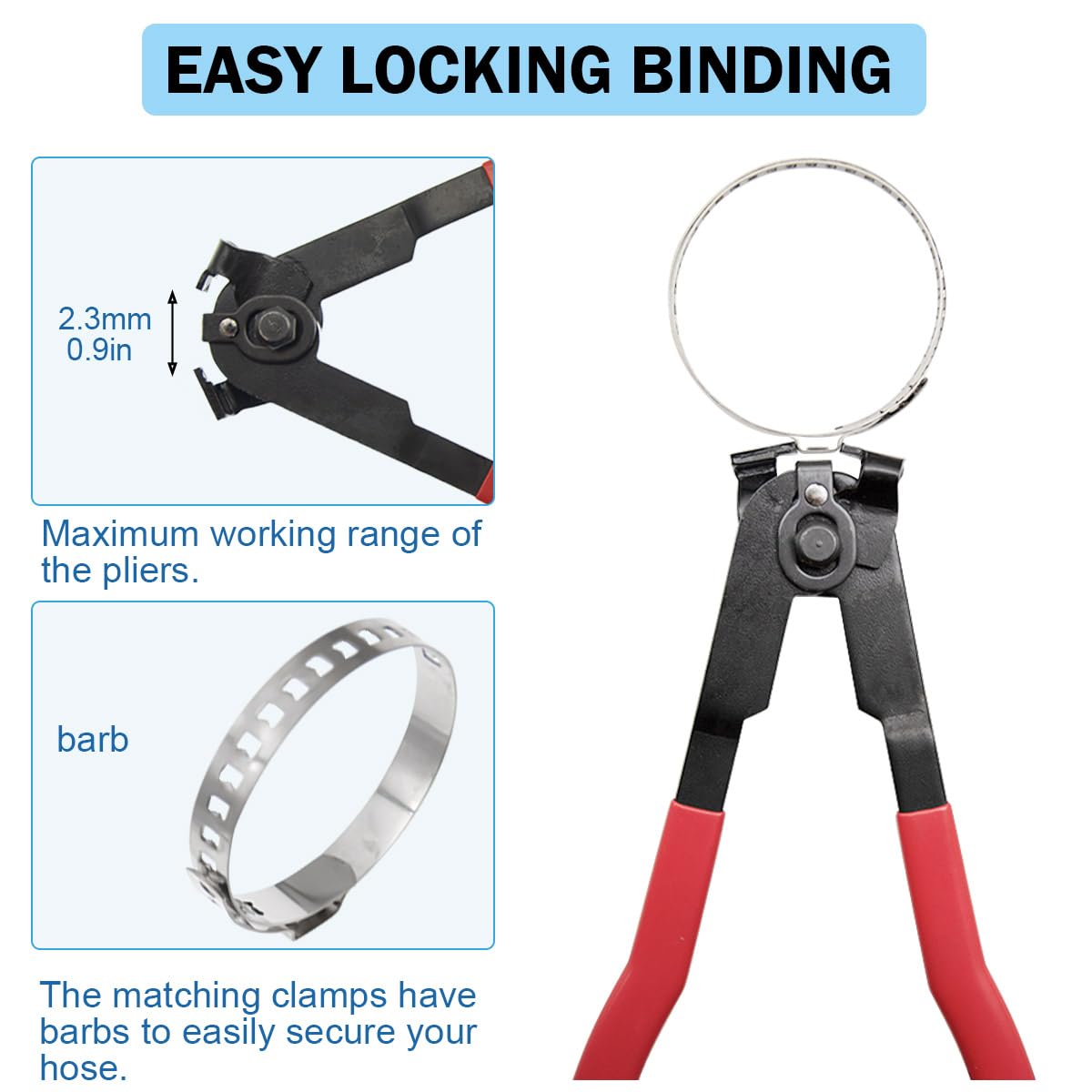 CV Boot Banding Tool - ATV CV Joint Axle Boot Clamp Pliers Kit with 10pcs Crimp Bands for Most Cars & Trucks - Universal Ear Type Extension - Perfect for CV Axle Repair, Maintenance and Off-Road Vehicle Service