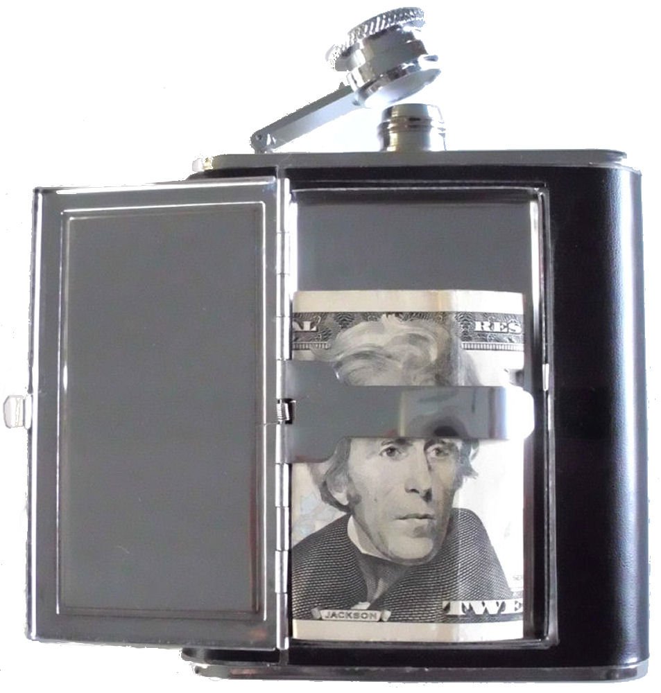 Vintage French Milk Ad Cats 5oz Stainless Steel & Leather Hip Flask with Built-In Cigarette Case - Perfect for Outdoor Adventures, Parties & Gifts