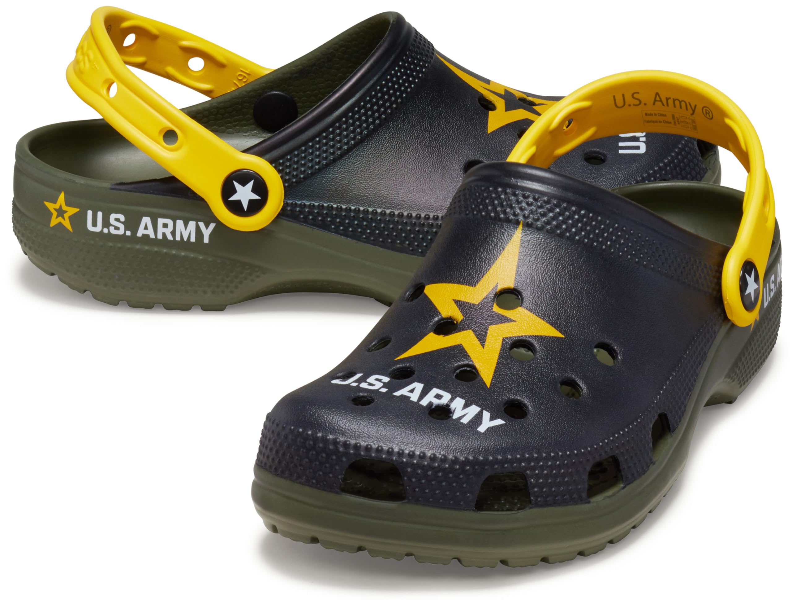 Crocs Unisex Classic United States Military Clogs - Army Green Comfort Shoes Size 15 Women/13 Men - Perfect for Military Personnel, Nurses & Outdoor Enthusiasts