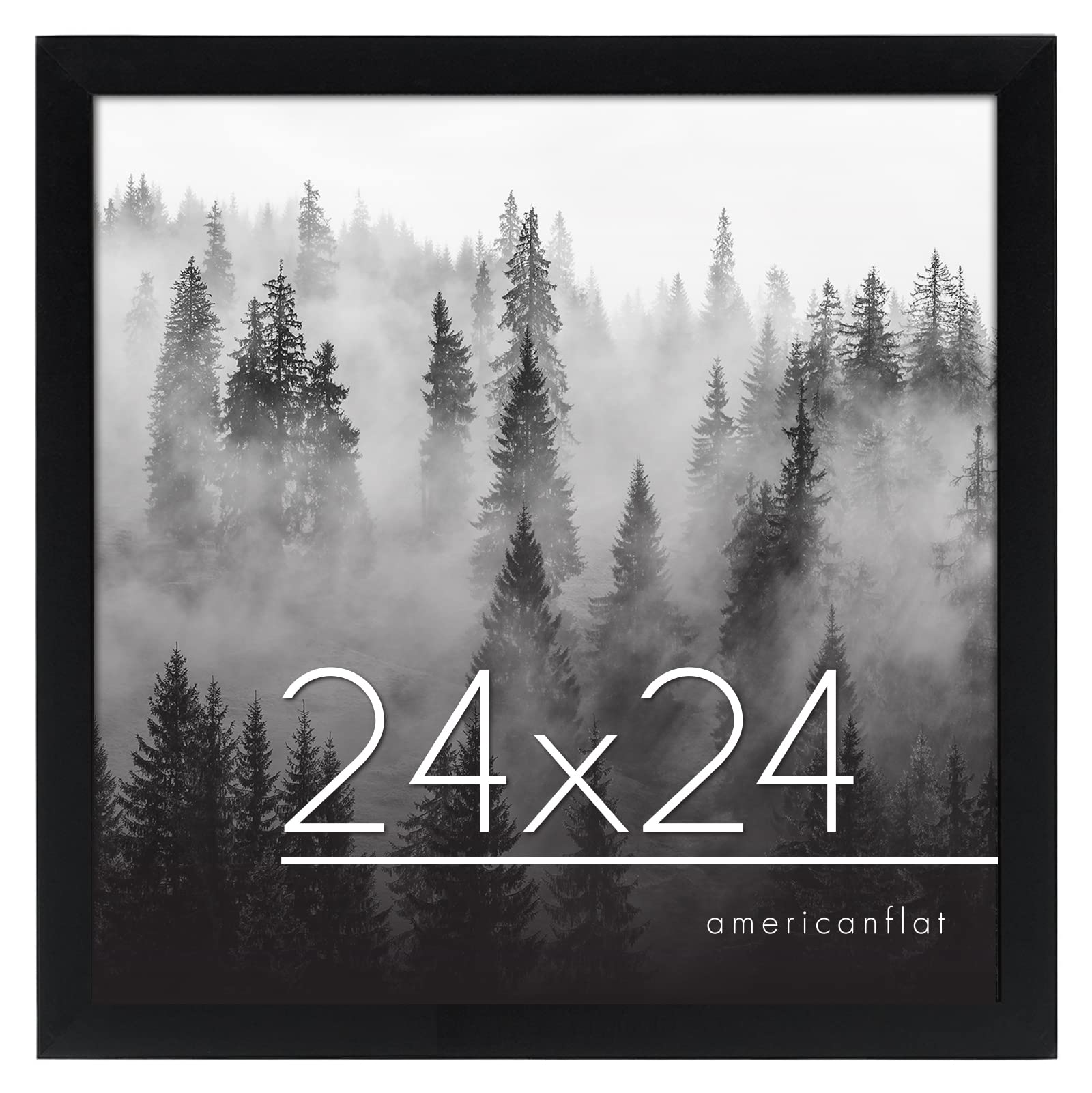 Americanflat 24x24 Black Picture Frame - Polished Plexiglass & Wood - Perfect for Wall Display & Home Decor