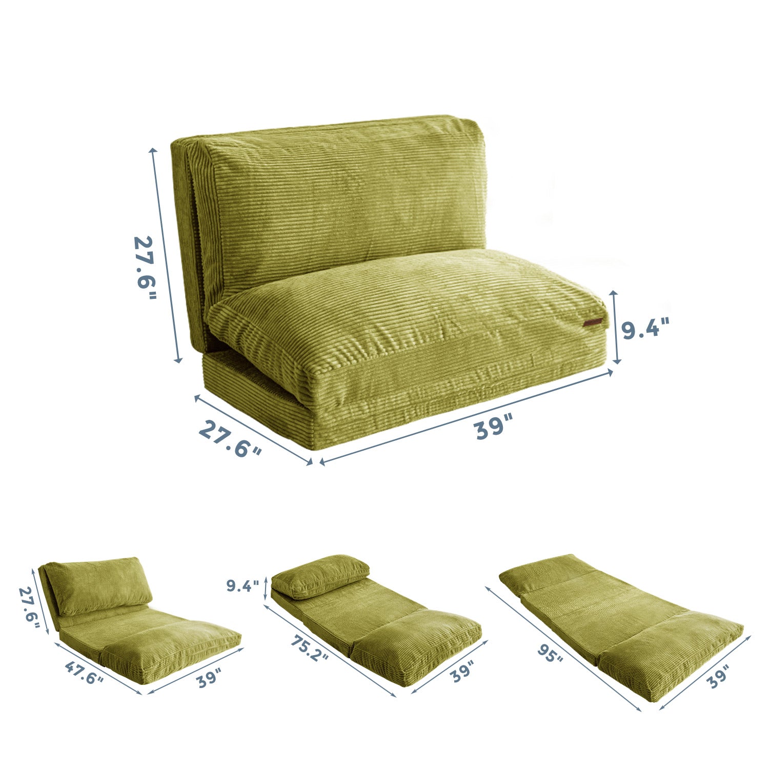 MAXYOYO Foldable Corduroy Bean Bag Sofa Bed with Washable Cover - Perfect for Living Room Lounging, Dorm Room Comfort & Kids Play Area