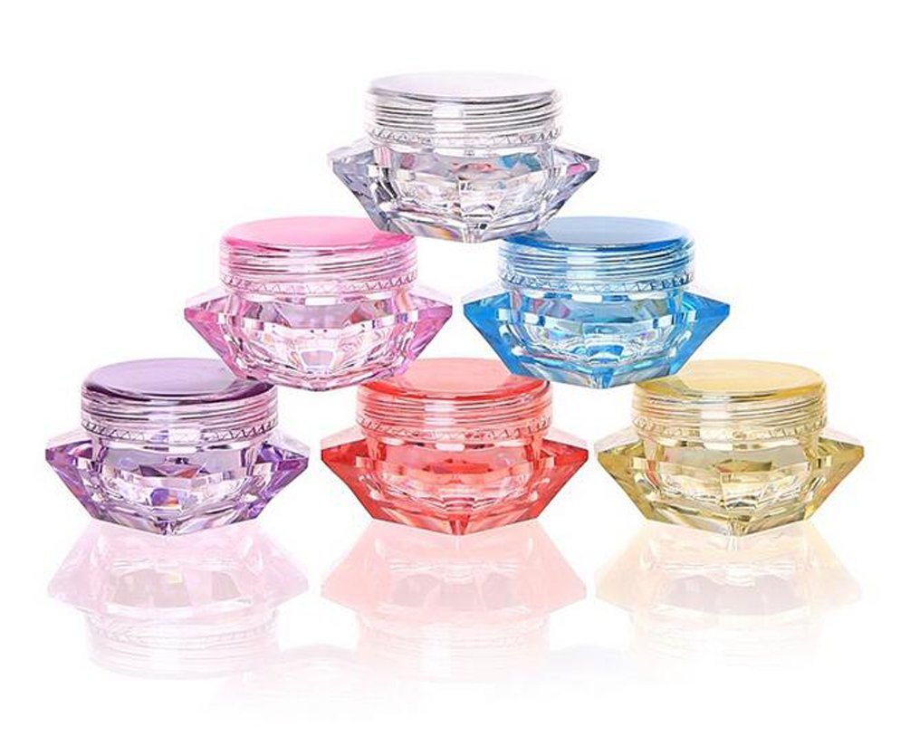 10 Pcs 3G/3ML Empty Plastic Cosmetic Containers with Colorful Lids - Clear Jars for Face Cream, Eyeshadow, Nail Polish & Makeup Powder - Perfect for DIY Beauty, Travel & Salon Use