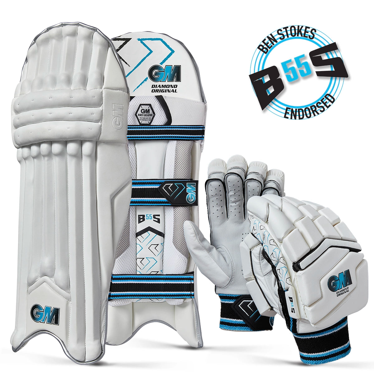 Gunn & Moore Diamond Original Cricket Batting Gloves & Pads Set 2024 - Premium Cricket Protective Gear for Practice & Matches