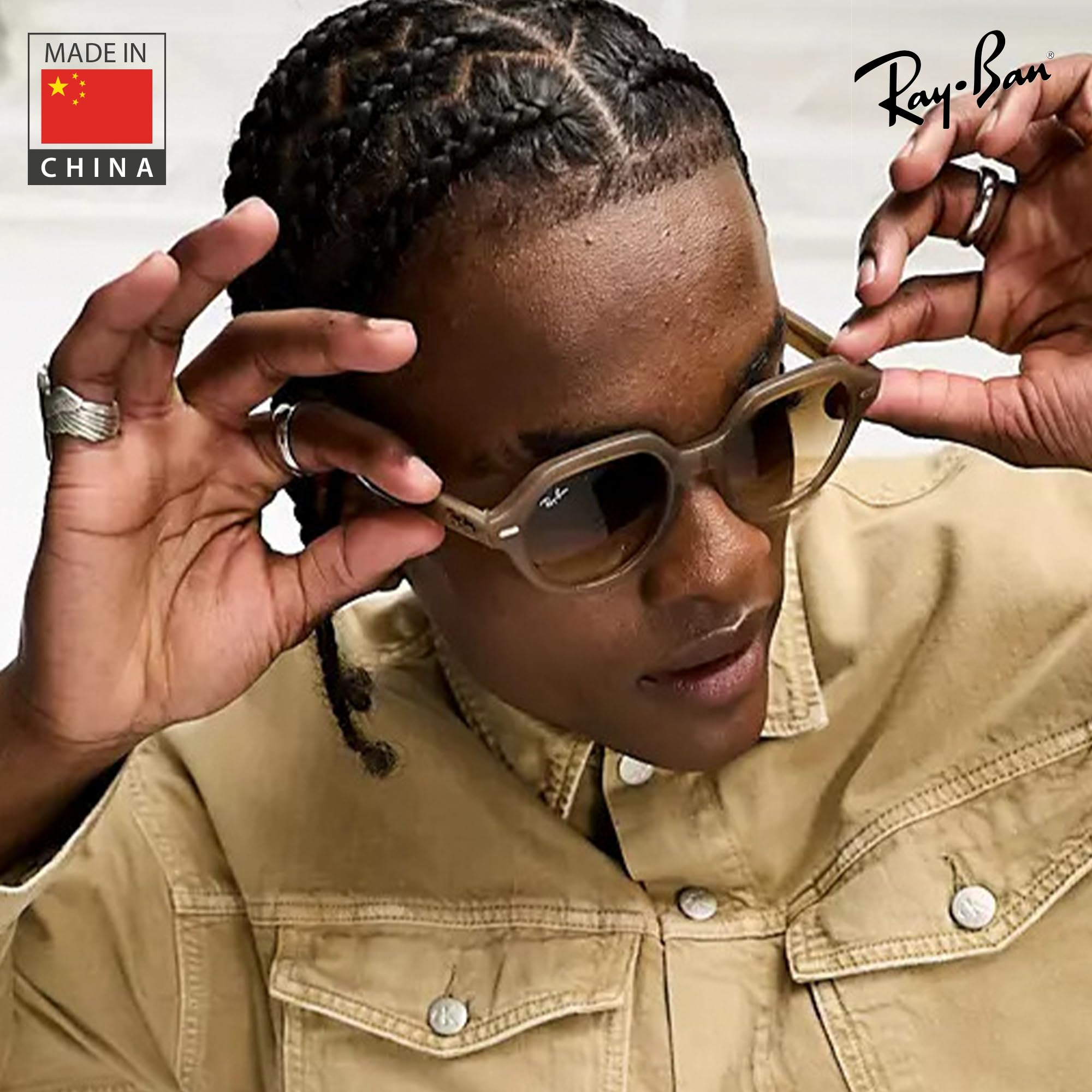Ray-Ban RB4399 GINA Square Sunglasses with Eyewear Kit - High Bridge Fit - UV Protection - Lightweight & Durable - Perfect for Driving, Beach & Outdoor Activities