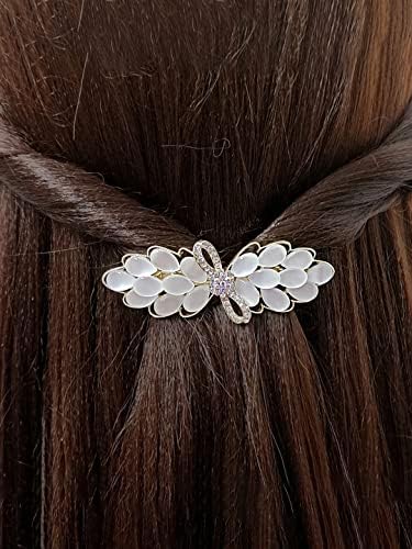 Kairangi Opal Stone French Barrette Hair Clips for Women & Girls - Elegant Hair Accessories for Women, Perfect for Weddings, Parties & Everyday Use - Great Gift Idea for Women & Girls