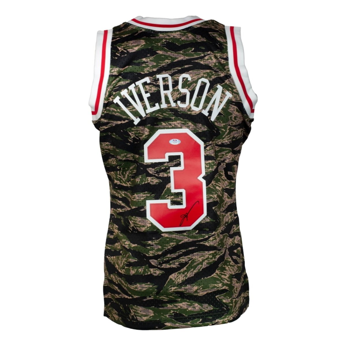 Authentic Allen Iverson Signed 1996-97 Philadelphia 76ers Mitchell & Ness Camo Swingman Jersey - PSA Certified - Perfect for NBA Memorabilia Collections & Sports Fan Gifts