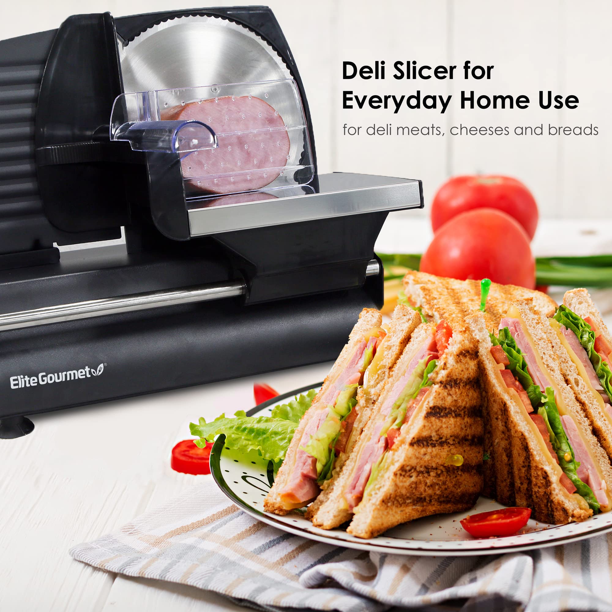 Elite Gourmet EMT-625B Electric Deli Food Meat Slicer - 7.5