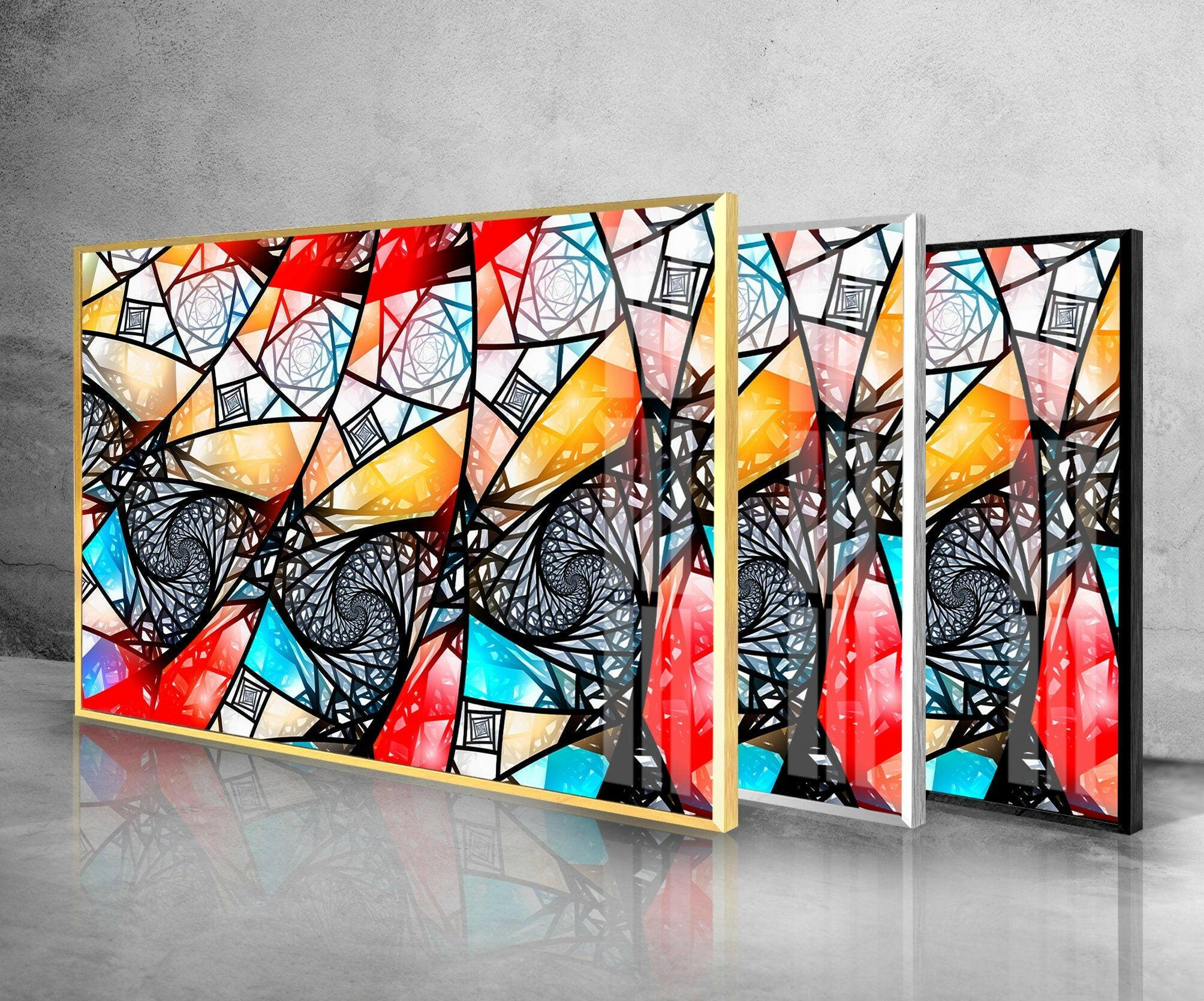 Handmade Asymmetric Mosaic Glass Wall Art - Modern Abstract Home Decor for Living Room, Bedroom & Office