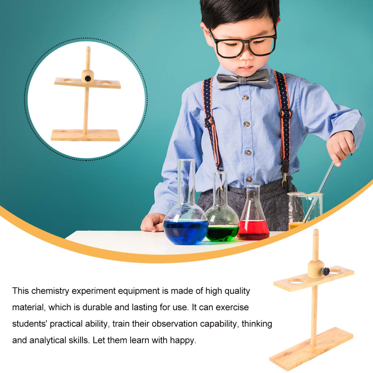 Portable Wooden Laboratory Funnel Stand - Dual Hole Chemistry Funnel Holder for Lab & Home Use | Perfect for Science Experiments, DIY Projects & Organized Storage