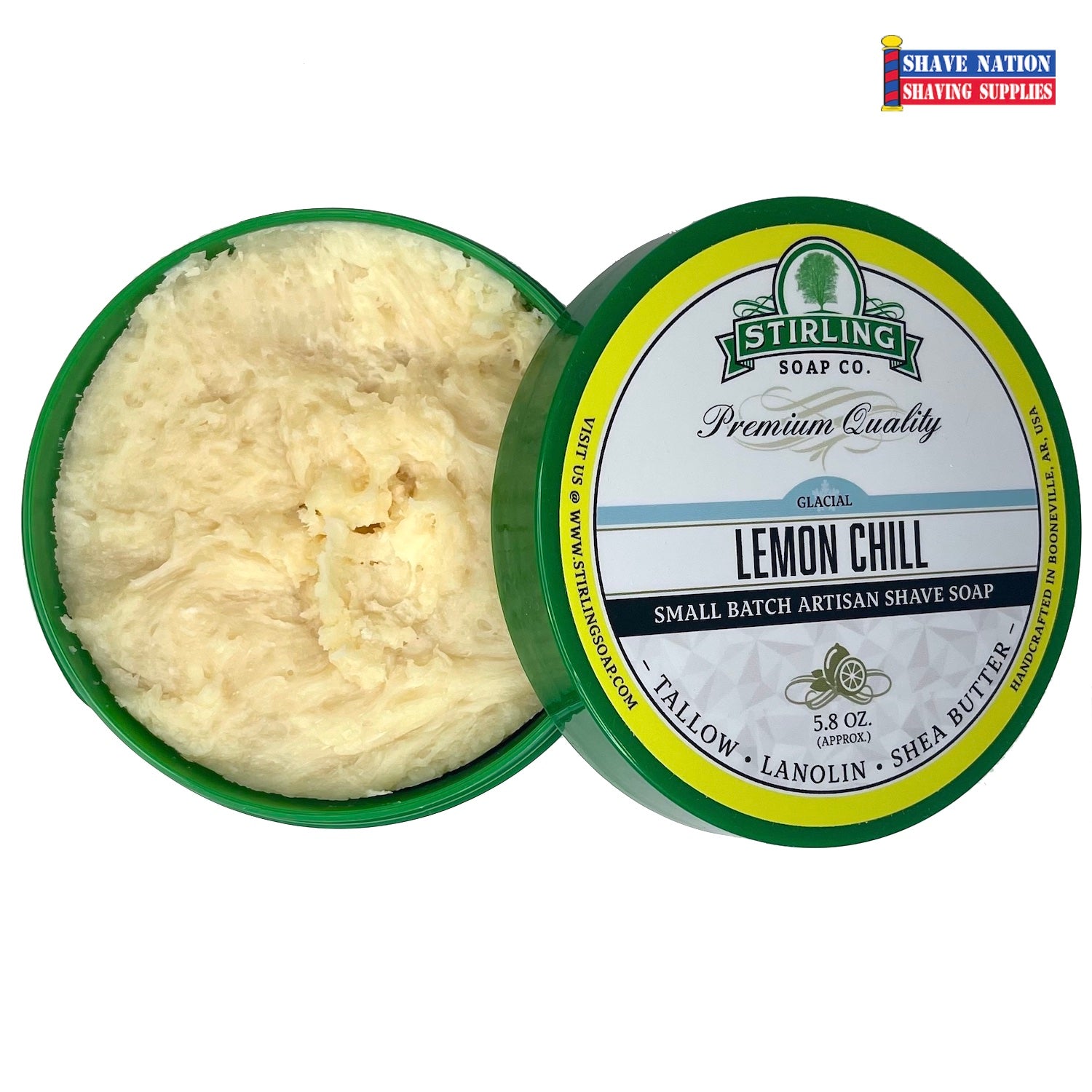 Premium Stirling Shaving Soap for Men - All-Natural Glycerin Shaving Soap Bar with Shea Butter & Essential Oils - Smooth, Close Shave for Sensitive Skin - Perfect for Wet Shaving, Travel & Grooming Kits