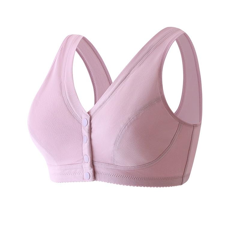 3 Pack Medium Wireless Cotton Bras for Elderly Women - Soft Cup, Front Closure, No Pads - Comfortable Everyday Wear for Seniors at Home & Nursing Care