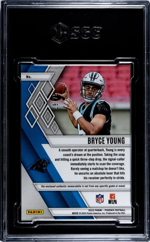 2023 Panini Phoenix Football Bryce Young Rookie Card Jumbo Patch Purple Prime SGC 9/75 - Collectible Sports Memorabilia for NFL Fans & Card Investors