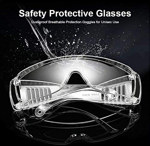 Protective Safety Goggles - Clear Lens, Wide Vision, Adjustable & Lightweight for Chemical Splash Protection - Ideal for Lab Work, DIY Projects & Industrial Safety