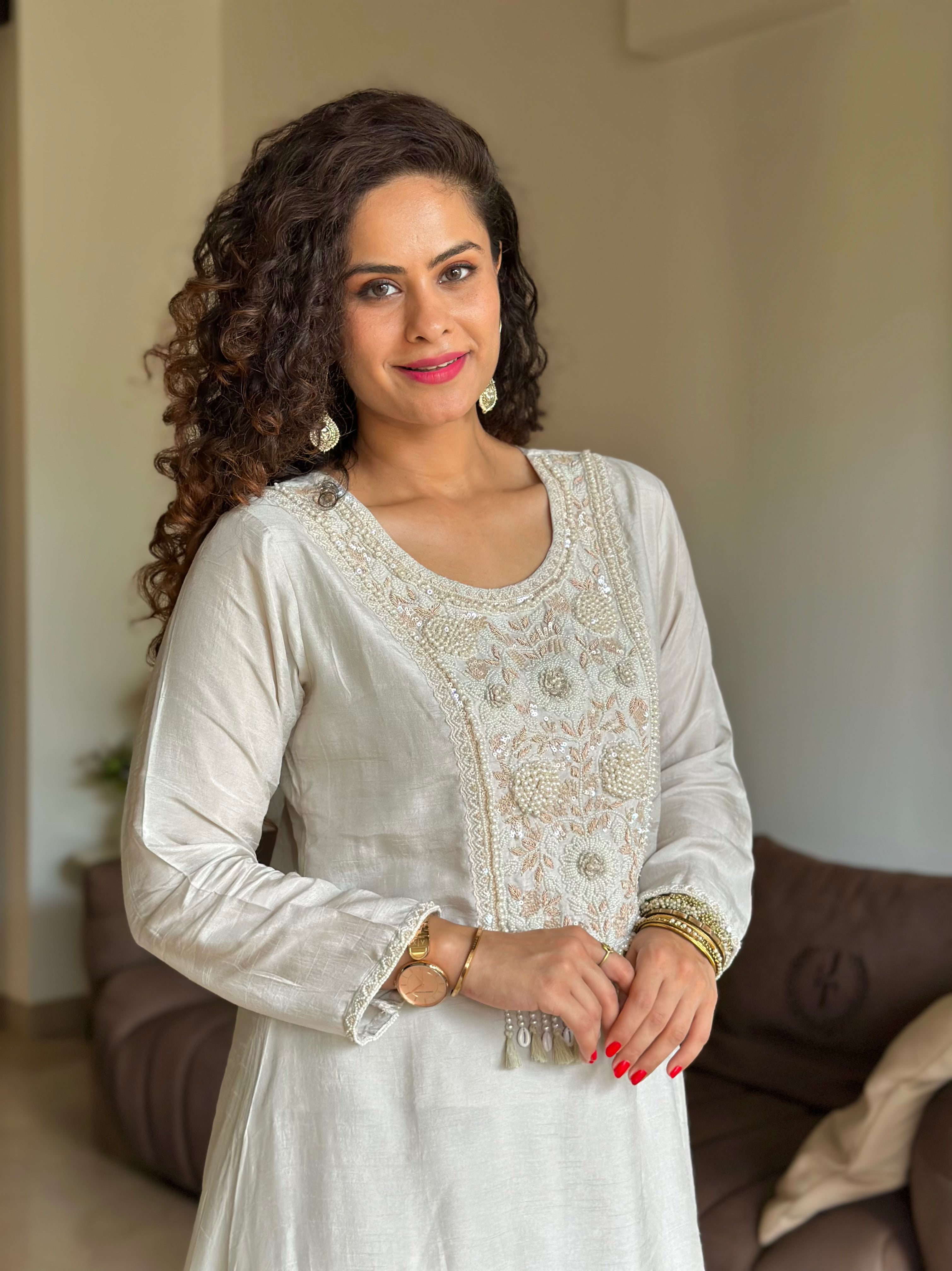 Elegant White Apsara Wedding Kurti Set for Brides - Perfect for Indian Weddings, Festivals & Special Occasions