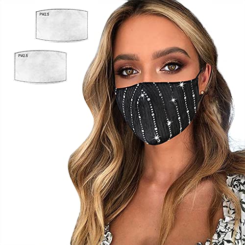 Sparkly Mesh Face Mask - Reusable Black Face Bandana for Women, Halloween & Nightclub Costume Party Accessories | Perfect for Cosplay, Festivals & Themed Events