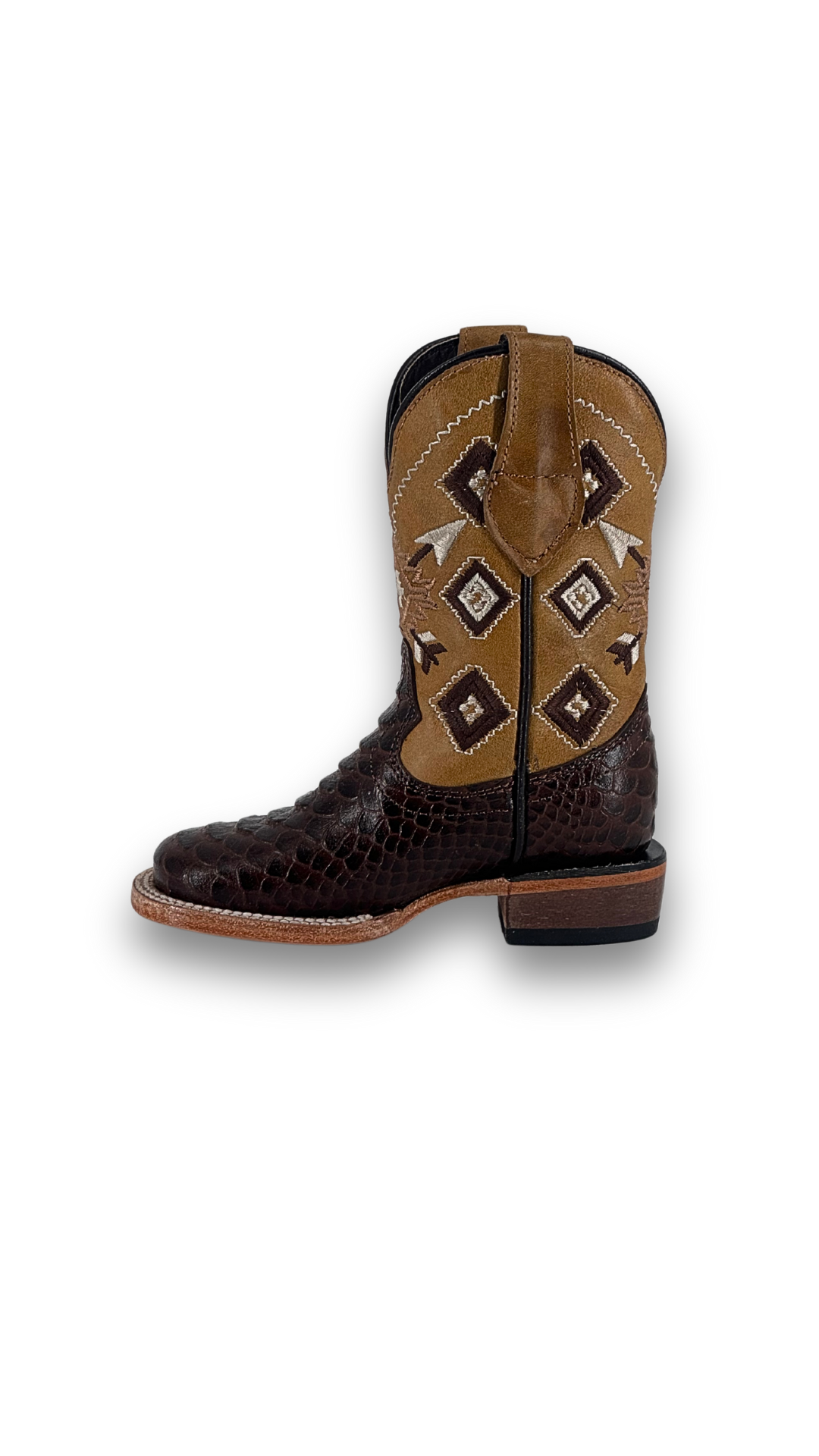 Kids' Cowboy Boots - Pro Rodeo Style with Python Print | Western Boots for Boys & Girls | Perfect for Rodeo Events, Halloween Costumes & Western Fashion