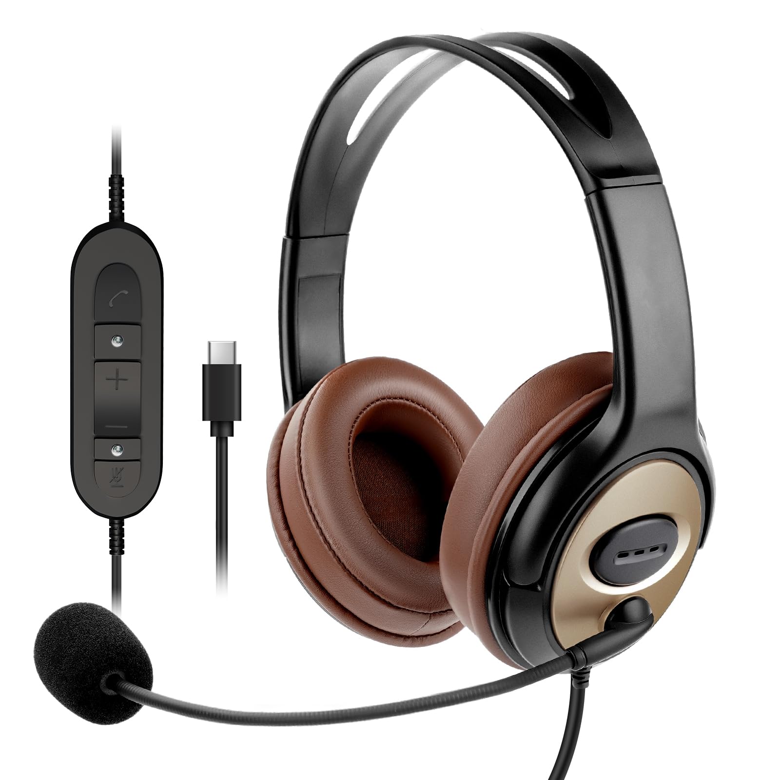 USB-C Over-Ear Headphones with Noise Cancelling Mic for Laptop - Compatible with Teams, Zoom, Google Meet, Webinars | Perfect for Remote Work, Online Classes & Conference Calls