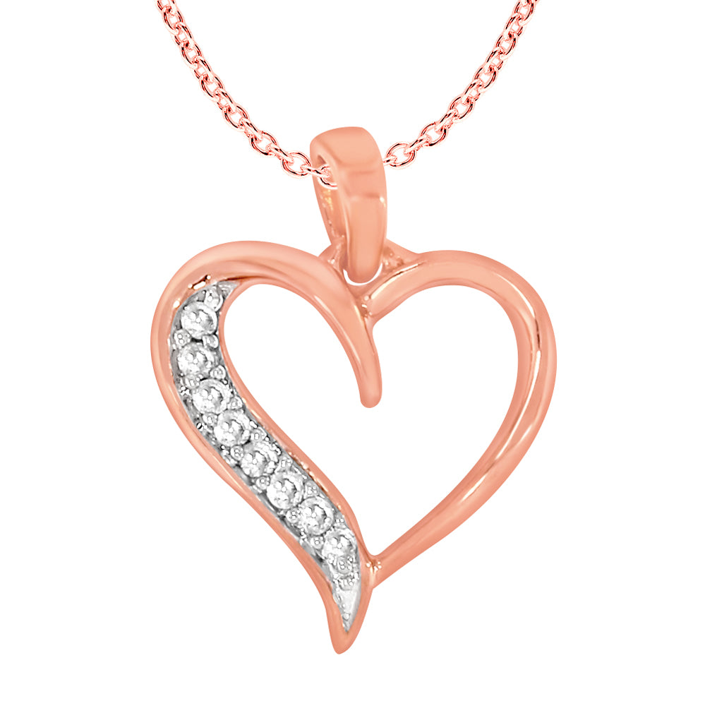 9ct Rose Gold Diamond Pendant Necklace with 45cm Chain - Elegant Jewelry Gift for Women, Perfect for Weddings, Anniversaries & Special Occasions