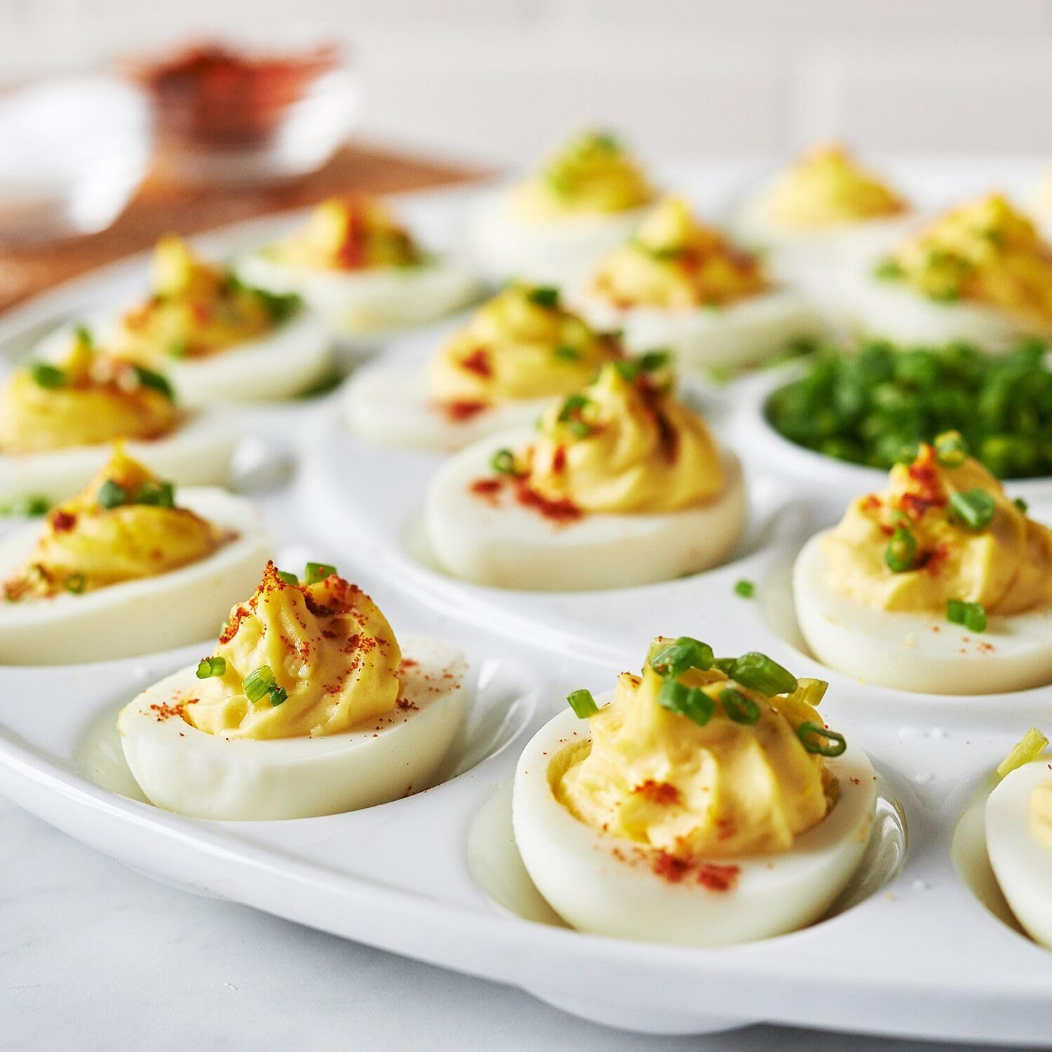 Ceramic Deviled Egg Platter - Easter Egg Serving Tray for 12 Eggs - Perfect for Holiday Parties, Easter Brunch & Appetizer Displays