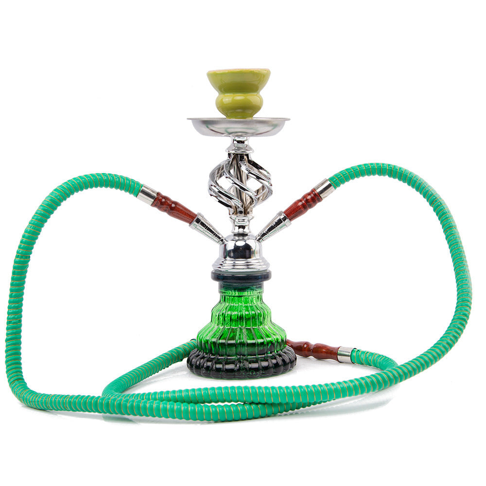 Premium Arab Double Hose Twist Ball Narguile Glass Shisha Hookah Set for Parties & Relaxation - Authentic Middle Eastern Smoking Experience