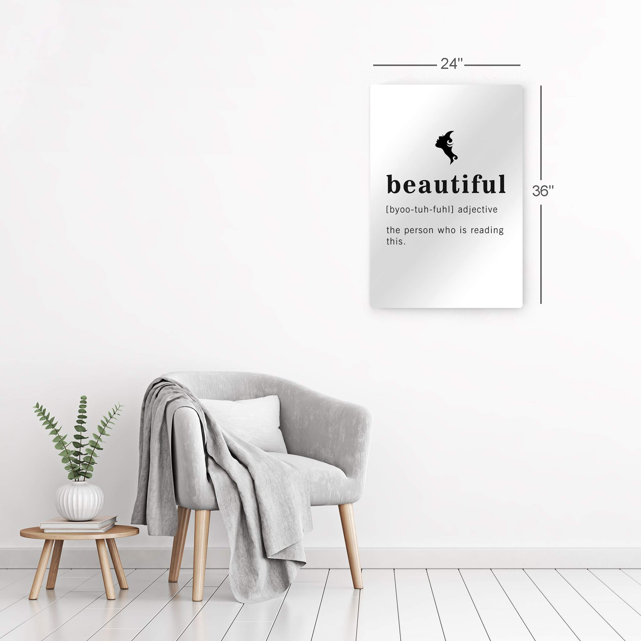 Funny Adjective Noun Dictionary Definition of Beautiful Metal Print - Inspirational Quote Sign for Office, Living Room, Bedroom & Bathroom - Ready to Hang Wall Art Decor (36x24 Inches) - Made in USA | Perfect for Home Decor, Gift Ideas & Motivational Spaces