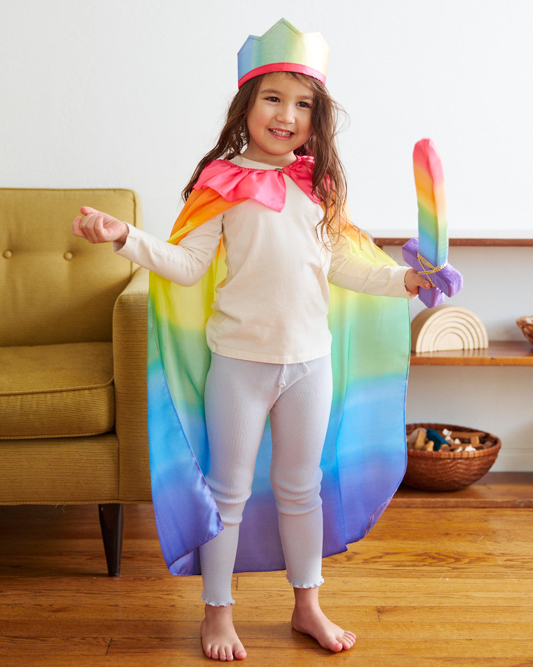 Luxury Rainbow Silk Cape for Kids & Adults - Soft & Elegant Dress-Up Costume for Halloween, Cosplay, and Fantasy Play