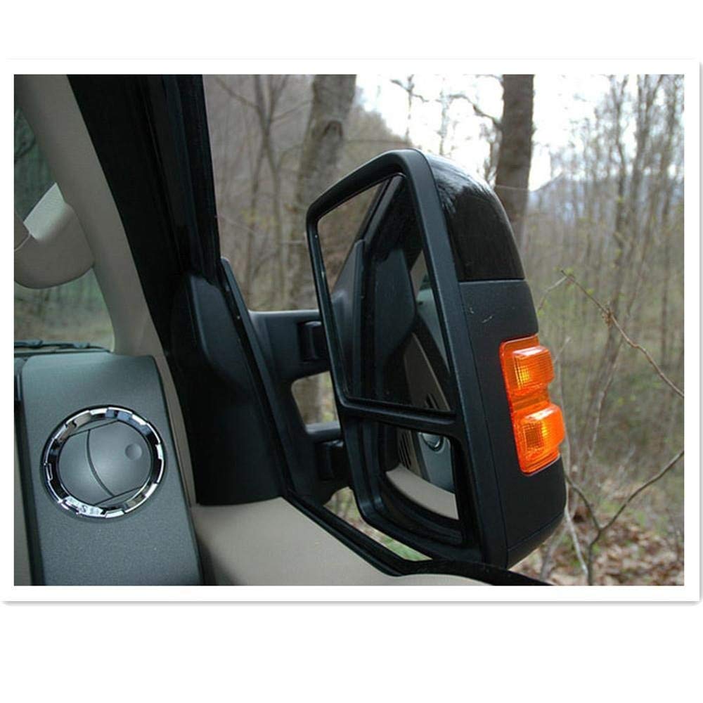 Heated Power-Adjustable Towing Mirrors with Amber Turn Signals for 1999-2007 Ford F250 Super Duty - Textured Black - Perfect for Towing Trailers & Enhancing Visibility