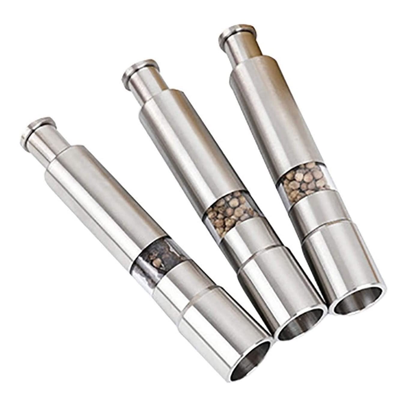 3-Pack Stainless Steel Manual Salt and Pepper Grinder Set - Adjustable Spice Mill for Kitchen, Dining & BBQ - Perfect for Seasoning, Cooking & Tabletop Use