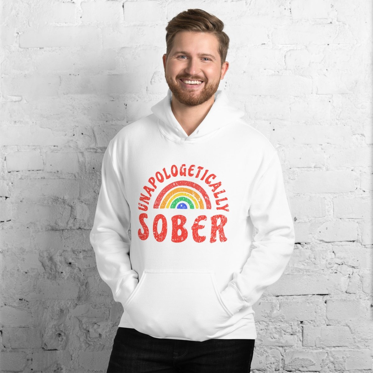 Unapologetically Sober Rainbow Pride Unisex Hoodie - LGBTQ+ Ally Apparel for Sober Celebrations & Pride Events
