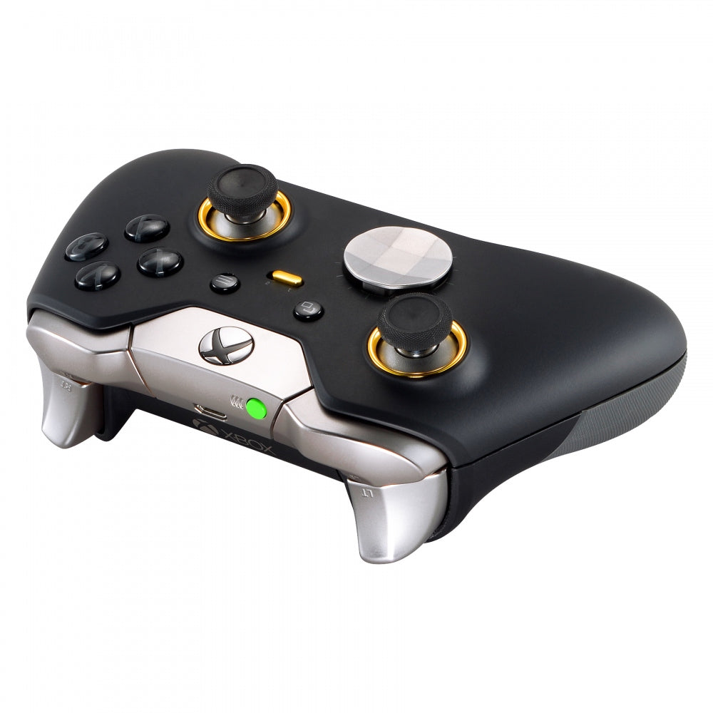 eXtremeRate Matte Chrome Gold Button Accent Rings for Xbox One Elite Controller - Custom Design Replacement Parts for Enhanced Gaming Experience (Model XOJ130016GC) - Perfect for Competitive Gaming & Controller Customization