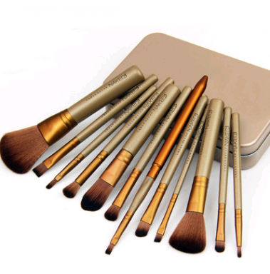 12-Piece Professional Makeup Brush Set with Iron Box - Soft Bristles for Foundation, Blending, Contouring - Perfect for Home, Travel & Professional Makeup Artists