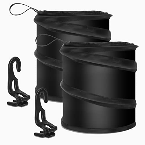 FYY (2 Pack) Leak-Proof Waterproof Collapsible Car Trash Can - Portable Pop-Up Garbage Bin with 2 Seat Hooks for Waste Organization - Ideal for Road Trips, Commuting & Keeping Your Vehicle Clean (Black)