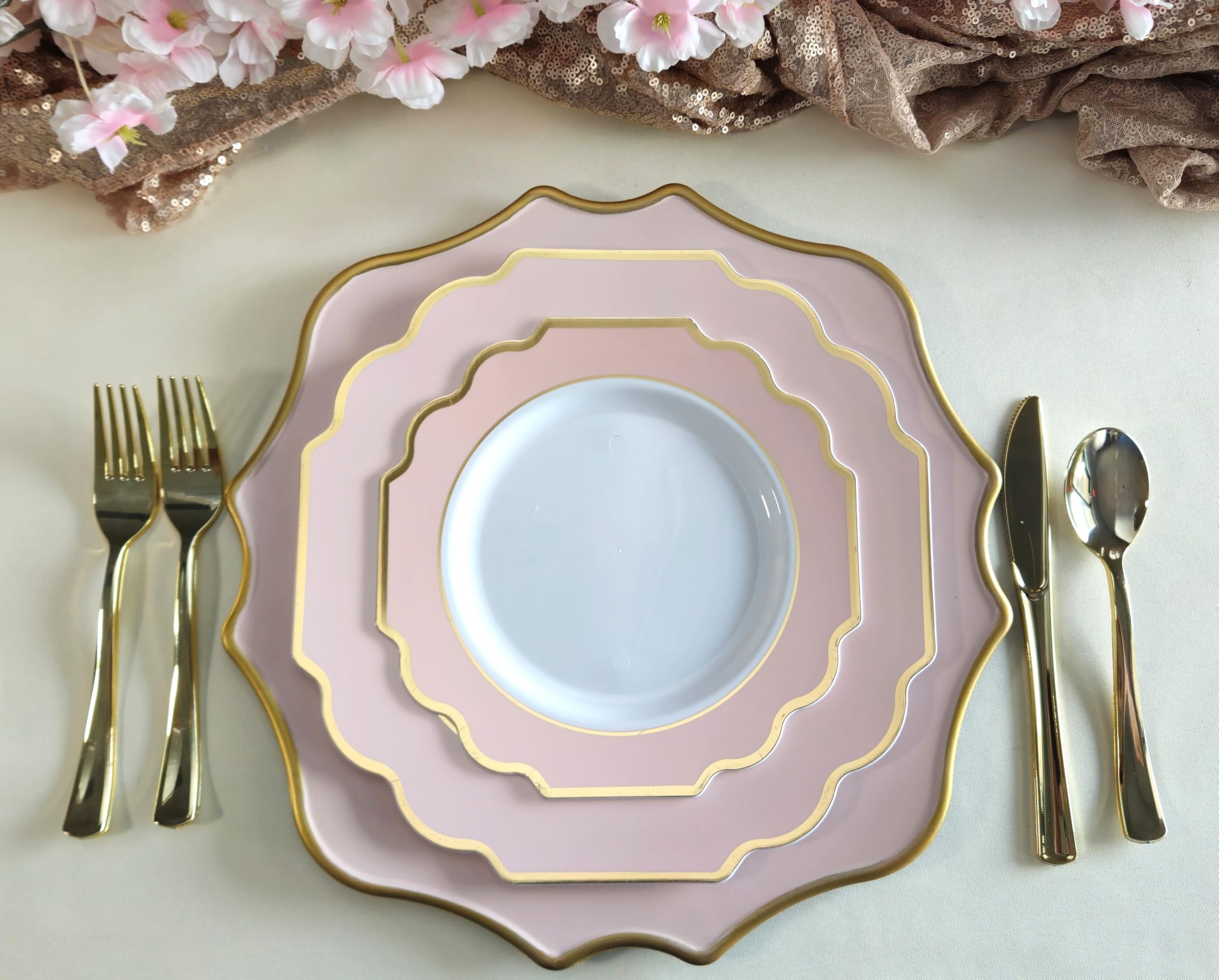 960-Piece Heavyweight Disposable Plastic Plate Set for Weddings & Parties - 120 x 10.5