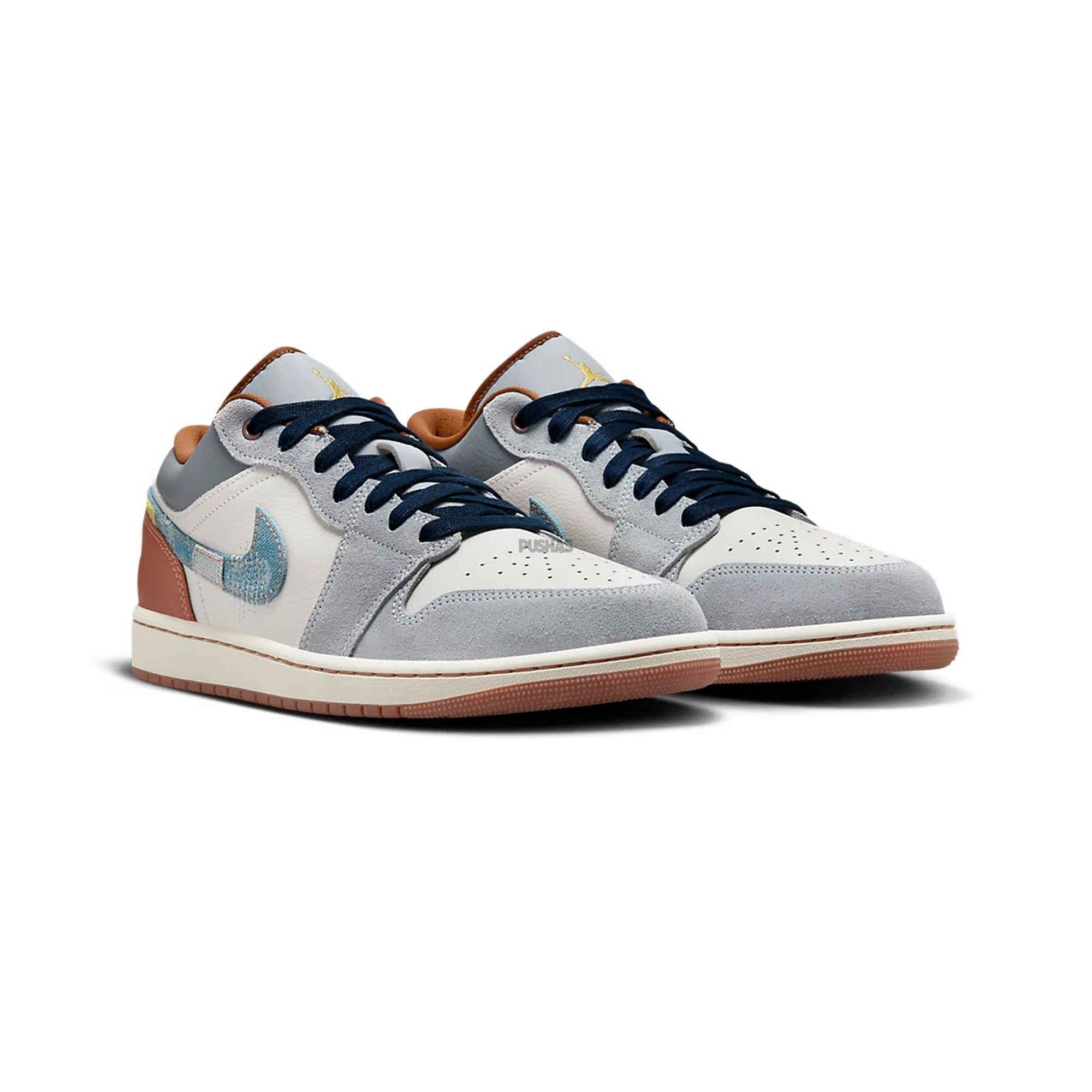 Air Jordan 1 Low SE 'Phantom Repaired Denim Swoosh' Sneakers (2024) - Men's Basketball Shoes for Casual Wear & Street Style Fashion