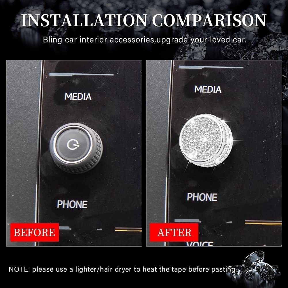 Hyundai KIA Car Audio Volume Knob Cover - Bling Accessories for Women | Compatible with Select Models | Stylish Interior Upgrade for Cars & SUVs | Perfect Gift for Female Drivers